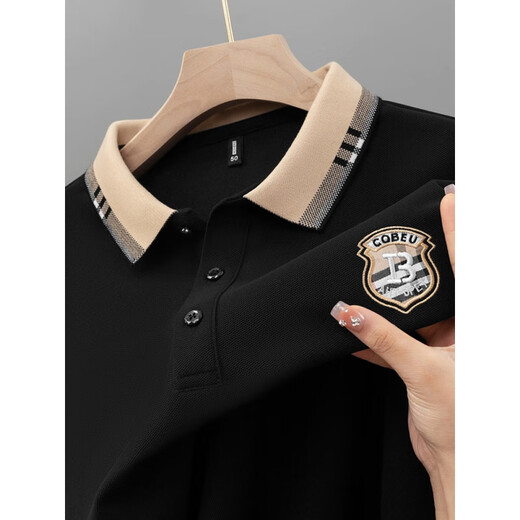 Piercardan autumn and winter pure cotton men's long-sleeved T-shirt color lapel high-end embroidered polo Paul shirt men's top new product 9906 blue - long 2XL code - recommended 150-170Jin [Jin equals 0.5 kg]