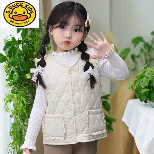 G.DUCKKIDS2025 Girls' vest for autumn and winter with velvet vest for girls and babies, thickened inner warm vest, cherry blossom pink_girls' velvet style 110 cm_100-110CM
