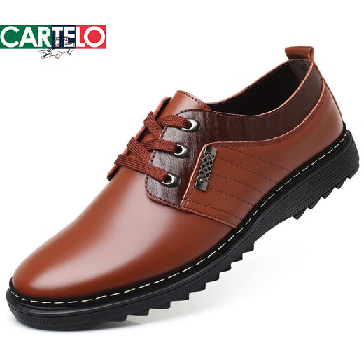 
CARTELO 2025 summer new men's hollow leather shoes breathable leather sandals casual soft sole summer middle-aged and middle-aged 983 brown hollow style 41