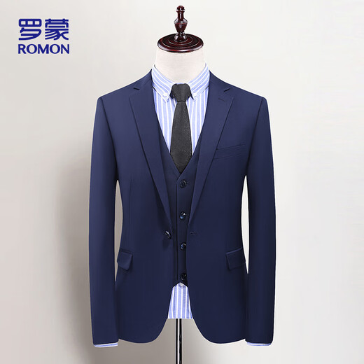 Luo Meng suit suit men's professional formal wear business groomsmen groom wedding dress men's ZH2319 blue 175