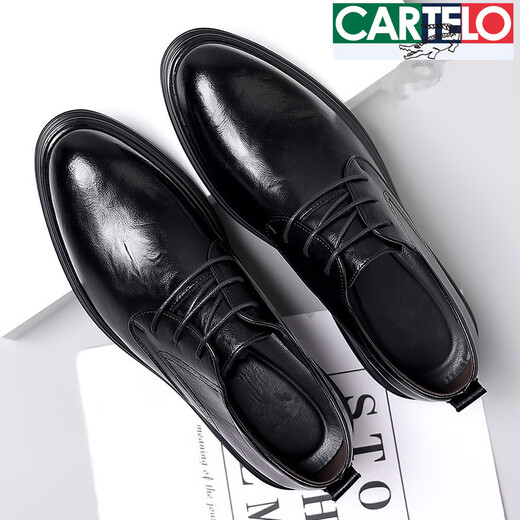 Cartelo weiche Kuhwinkel Winter Herren Lederschuhe Neue Style Pendlergeschäft formelle Schuhe Freizeitanzug Bräutigam Hochzeitsschuhe echtes Leder schwarz 42