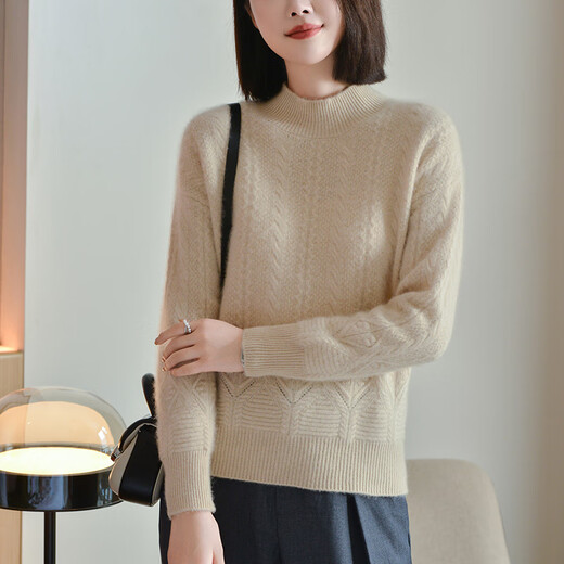 Mushi Cardigan Frauen halb Rollkragenpullover 100% reiner Wollpullover Frauen mit Dicke gestrickte Basishemd SS653M Blau Samtfarbe m