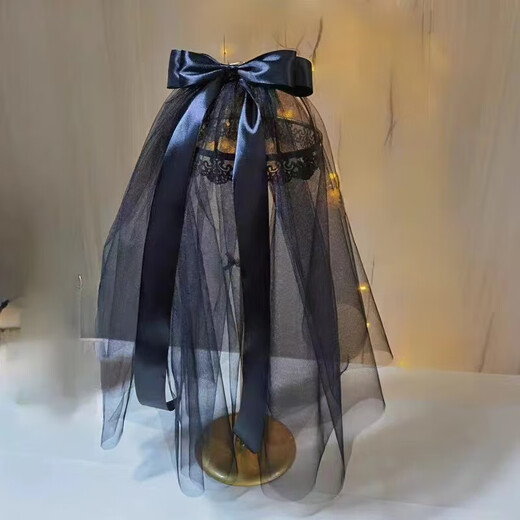 Black veil multi-layered fluffy veil for bride to receive wedding certificate for Halloween photo shoot small veil simple forest style studio head black large lace 60cm-80cm