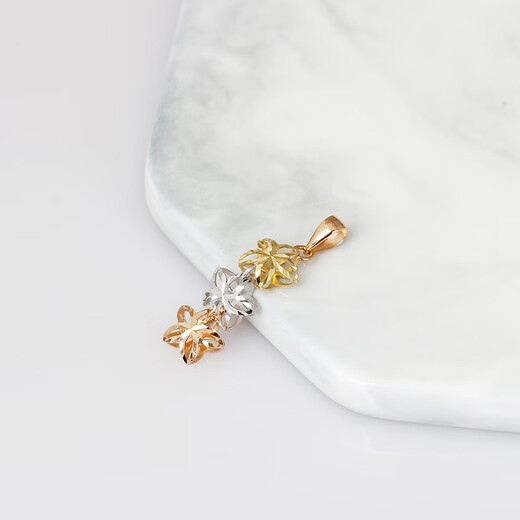 Miling 18K rose gold platinum gold color gold hollow three-flower pendant jewelry pendant brand best-selling plain gold lettering 18K gold