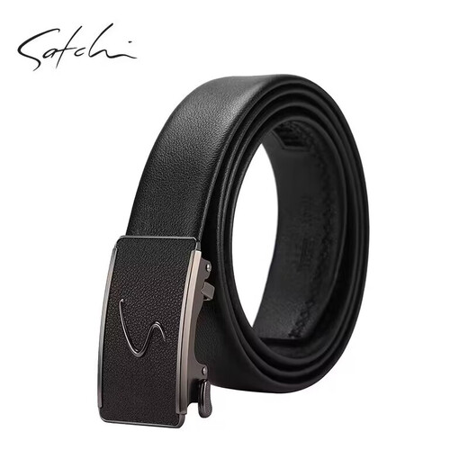 Shachi Shachi men's genuine leather belt new automatic buckle belt light luxury head layer cowhide high-end inner wear belt trendy lychee pattern inner wear/high-end gift box attention priority 115cm