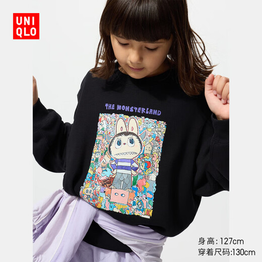 Uniqlo children's clothing girls parent-child UT bubble mart sweatshirt long-sleeved sweatshirt 483650 09 black 110