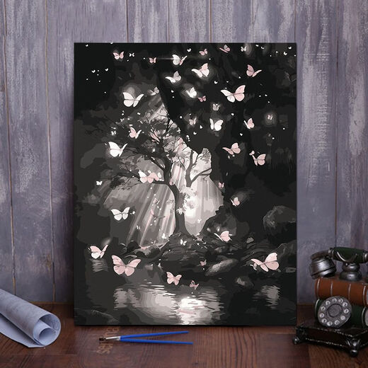 Clcey Butterfly Цифровая масляная живопись DIY Ручная роспись в китайском стиле Красивая бабочка декоративная живопись подарка на день рождения F091-S756-полная экрана Rose 60*75 Внутренняя рама с твердым деревом + пигментная щетка
