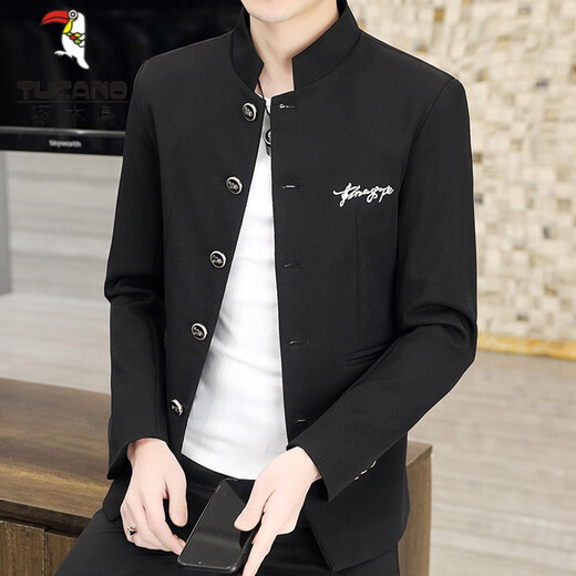 Woodpecker (TUCANO) casual suit men's jacket men's 2025 new spring and autumn stand collar suit slim body Zhongshan jacket men's blue XL