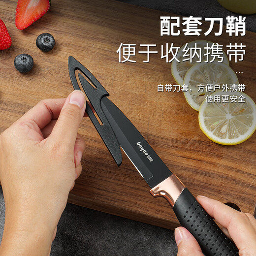 拜格（BAYCO）黑刃水果刀不锈钢便携瓜果小刀家用西瓜刀削皮刀去皮刀具BD3106