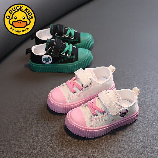 G.duck Little Yellow Duck Low-top Children's Canvas Shoes 2024 Spring and Autumn New Children's British Anti-Skate Shoes Boys and Girls Casual Shoes Green L6 16 Inner Length cm 25 Size