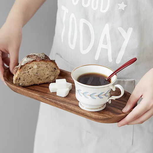 Acacia wooden tray rectangular dinner plate hotel fruit tray oval solid wood presentation coffee tea tray saucer oval tray 29*10.5cm