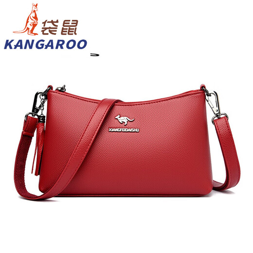 袋鼠（KANGAROO）包包女2024时尚百搭单肩斜挎包中年妈妈小挎包手机 黑色