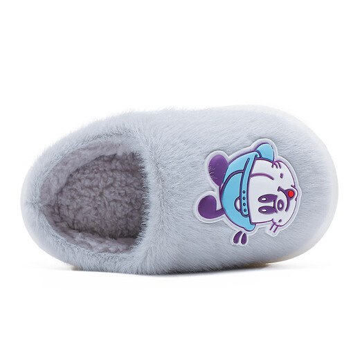 Babu Dou children's shoes winter baby cute slippers boys plus velvet warm cotton slippers girls home casual shoes no upper light hemp gray 26 (180) suitable for feet 17.0cm long