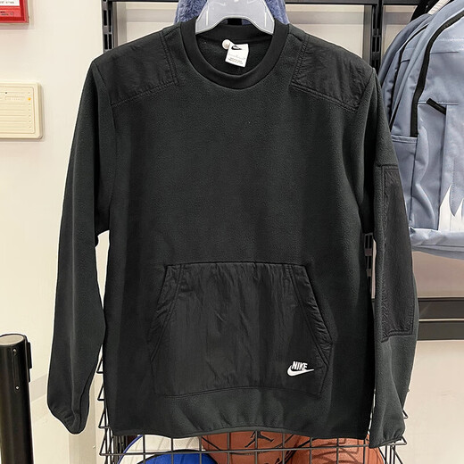 耐克卫衣外套男装 冬季新款摇粒绒运动服保暖休闲圆领套头衫上衣 DD4855-010/黑色/内里加绒 XL /建议150-180斤