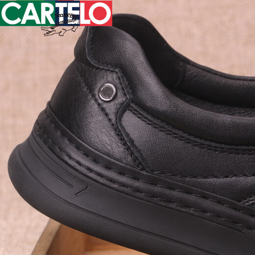 Cardile crocodile men's shoes 2025 genuine cowhide men's leather shoes men's cowhide business casual shoes round toe soft-soled thick-soled shoes black 41