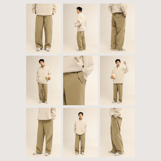 ACTUP Lu Xiaohu Autumn and Winter American Trendy Thickened Casual Pants Boys Drapey Straight Long Pants Sports Pants Black M 170/76A