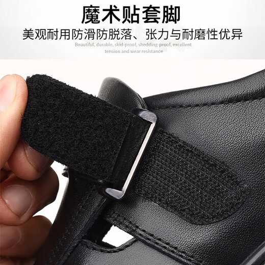 
Classic car summer men's leather shoes hole shoes hollow leather sandals men's summer breathable men's shoes genuine leather non-slip casual dad's shoes LYC9921 black 41