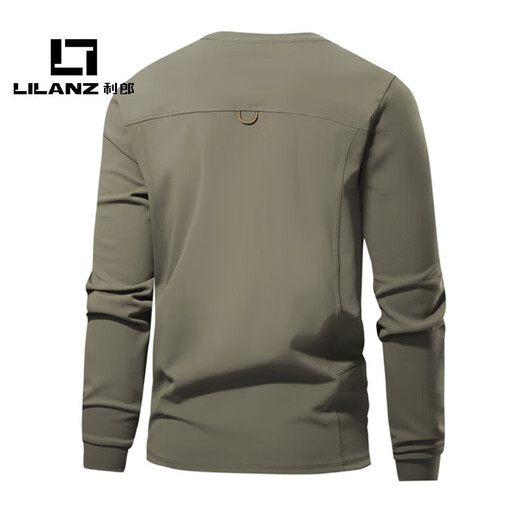 LILANZ official young and middle-aged long-sleeved cotton T-shirt sweatshirt round neck spring men's top pullover spring and autumn bottoming shirt flagship official black 2XL