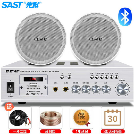 先科（SAST）SA-9002 吸顶音响套装定压功放机公共广播系统吊顶家用客厅会议背景喇叭组合音箱 一拖二