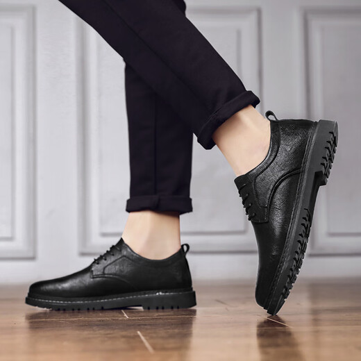 Lwok neue Lederschuhe Herren trendige Herrenschuhe Casual Shoes Fashion Business Schuhe Britisch -formale Schuhe koreanische Lederschuhe 9920 Schwarz (vier Jahreszeiten) 39