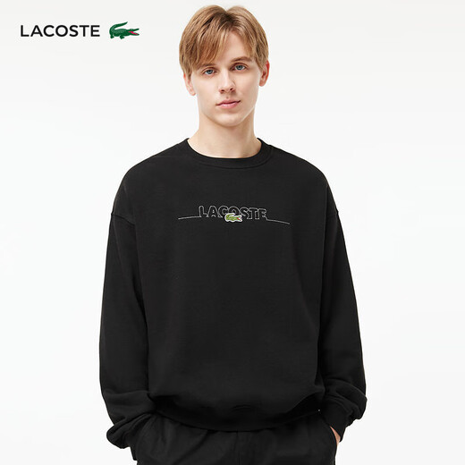 Lacoste French Crocodile Herrenkleidung losen Stil Baumwolle Runde Nackenpullover Sportpullover SH3878 031/Schwarz L 5