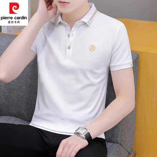 皮尔卡丹（pierre cardin）冰丝短袖t恤男2024夏季新款翻领POLO 衫半截袖中青年上衣男装 683白色 L