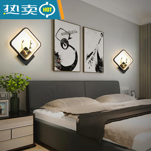 Gebuda modern minimalist wall lamp living room bedroom bedside lamp corridor aisle entrance lamp D102 black round wall lamp warm light