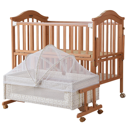 Maîtrise (XS) Berceau lit multifonctionnel lit d'enfants lit bébé lit épisser lit en bois massif berceau simple lit simple + matelas (berceau + moustique net)