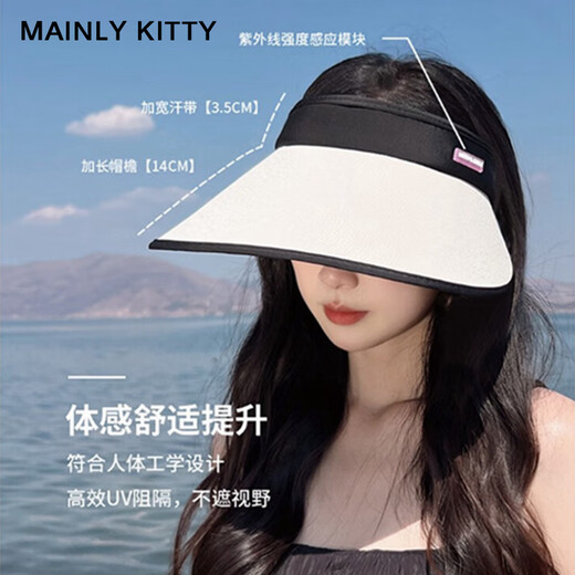 Hauptsächlich kitty Vinyl Sonnenschutzhut für Frauen 2025 Neuer Sommer Beach uv coole Hut für Frauen Sonnenhut Hut Milch weiße Geschenkbox