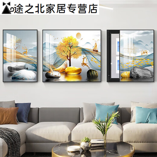 Sanqihu Wohnzimmer Elektrische Messkasten Triple Maltes Dekoratives Malsofa Hintergrund Wandhänge Maler Master Schalter ohne Stanzen und Abdeckung von Malerei Distributionsbox 15269-1-2-3 40*60 ungefähr 60*60 Mitte/Links Push and Pull