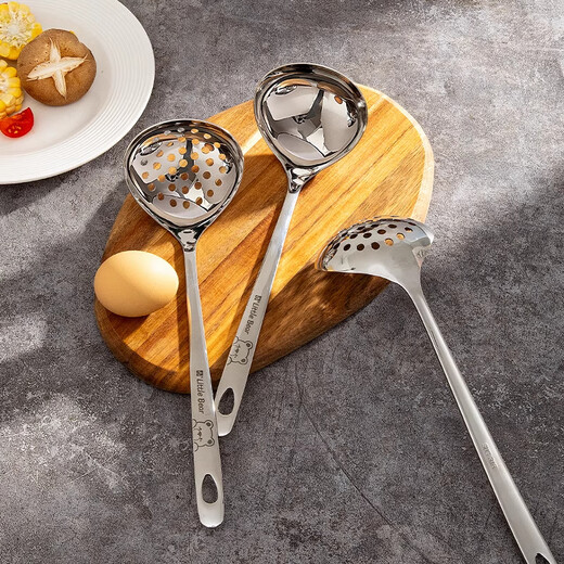 Guofeng food grade 316 stainless steel soup spoon large drinking spoon set hot pot spoon household long handle spoon colander high-end soup spoon + colander real 316 stainless steel