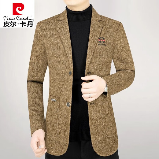 皮尔卡丹（pierre cardin）春秋季新款中年男士羊毛呢西服男休闲春秋季西装外套男上衣爸爸装 3731天蓝 175/L 适合120-135斤