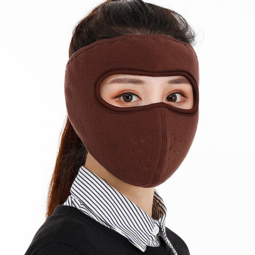 HengTravler Autumn and Winter Masks Outdoor Cycling Warm Thickened Neck and Ear Masks Men's and Women's Windproof Electric Vehicle Full Face Mask Brown Edge