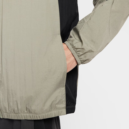 Nike Men's Loose Woven Sports Jacket Retro Lightweight Stand Collar Patch Jacket NIKE AIR HV0881 320 Light Green Gray/Black/Black L