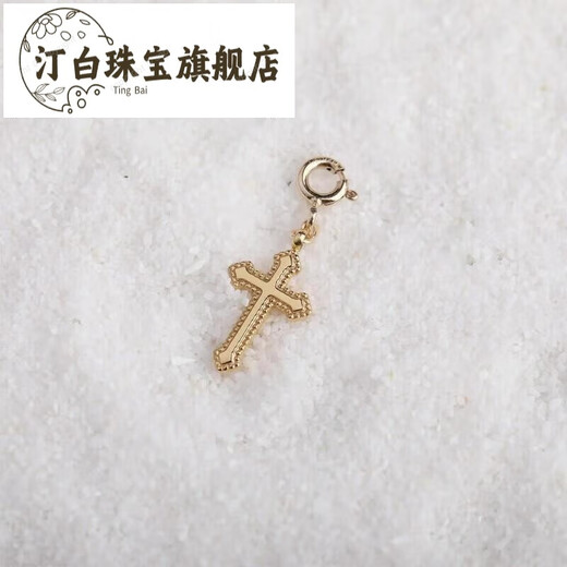 Tingbai Old Phoenix Gold Store Style Pendant Baby Pearl Clavicle Chain Accessories Drop 14K Gold Injection Retro Color Preservation Cute Cross