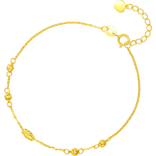 Saturday Lucky Yellow 18K Gold Bracelet Colorful Gold Bracelet Birthday Gift for Girlfriend KH072149 16+2.5cm