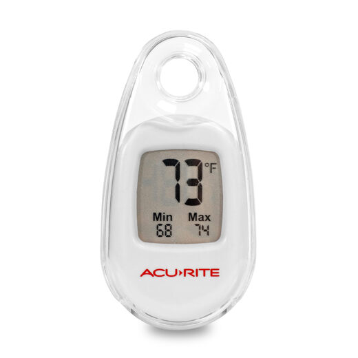 AcuRite portable digital thermometer for indoor and outdoor use with carabiner clip