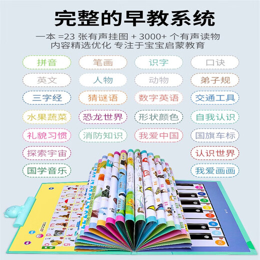 
Early childhood education machine for children reading children pen Chinese and English painting book e-book learning baby 3 years old 6 toys Large charging model - reading book 17 pages 1500+ read