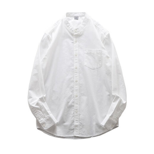 DUKEEN Oxford spinning shirt men's long-sleeved spring and autumn white stand-up collar shirt-like Henry collar jacket men's white Oxford spinning XL XL suitable for 141-155Jin Jin equals 0.5 kg