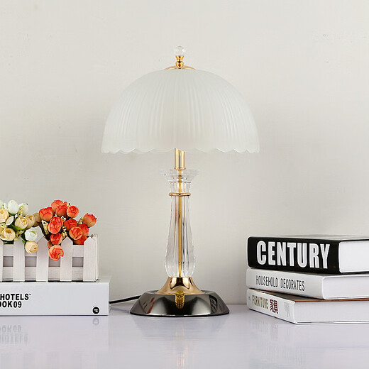 Yaotian Modern Simple European Style Dimmable LED Wedding Table Lamp Bedside Bedroom Breastfeeding Crystal Glass Table Lamp Dimmer Switch + 2 3W LED Bulbs