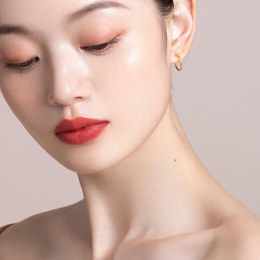 Liuguifu Jewelry Gold Earrings Pure Gold Simple Classic Glossy Earrings Stud Earrings EH0003 1.1g