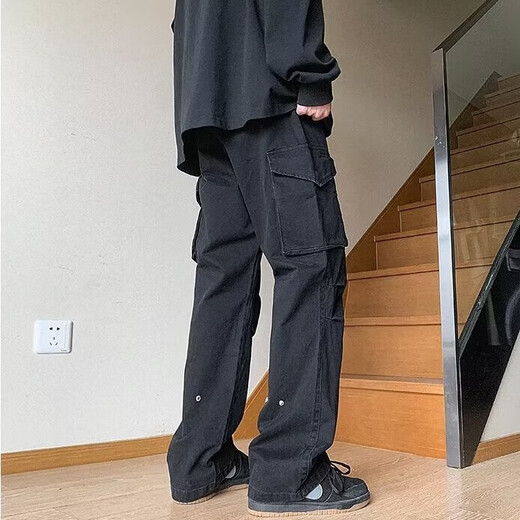 7 Pantalons décontractés rétro américains de haute qualité pour hommes en automne nouvelle marque de mode Fashion High Street Street Loose Loose Straight Work Clbfs-B826 Green XL