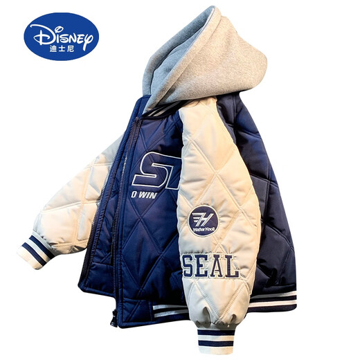 Disney (Disney) Boys' Jackets Spring and Autumn Baseball Uniforms Cotton Quilted Cotton Clothes Autumn and Winter Cotton Clothes Children's Spring Clothing 2025 New Style Blue (Padding) 140cm