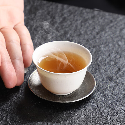 Ci small bowl disposable rice husk cup kung fu tea cup with storage cup holder 60ml high-end heat-resistant tea tasting tea reception cup rice fragrant cup 2 pack (100 pieces) with storage cup holder