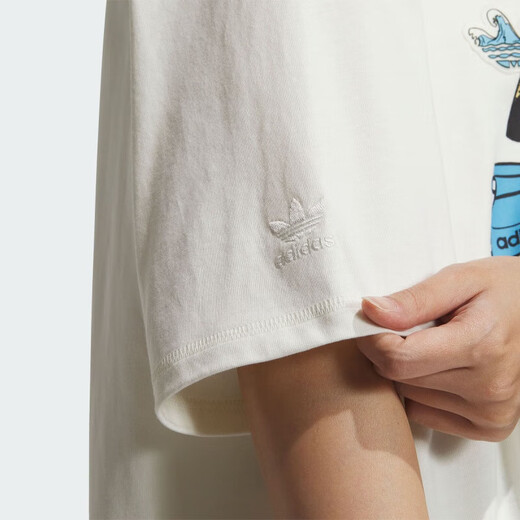 
Adidas Clover Short Sleeve T-shirt Women's Summer Sportswear Printed Round Neck Half Sleeve Shirt Loose Casual Top IW6296 White S
