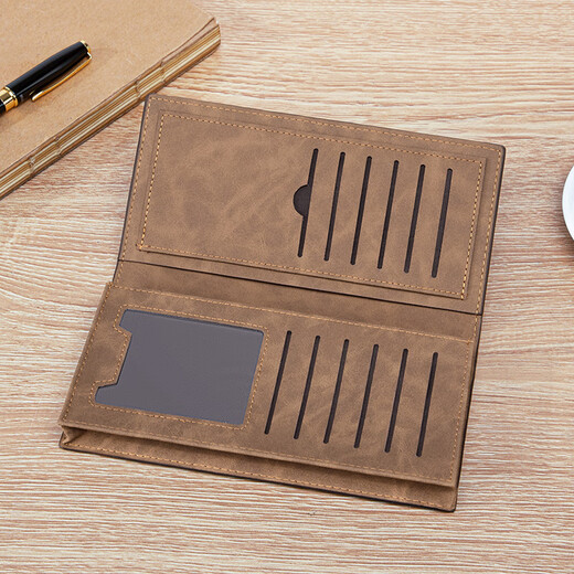 Mashalanti Wallet Mend Wallet Long Wallet 2 Fold Multi-Fonction Sac Sac pour cadeau d'anniversaire pour garçons Cadeau pratique pour le petit ami et le mari. Couleur de café - boîte cadeau