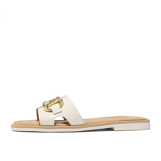 Belle casual flip flops for women's shopping mall same square-toe flat slippers A9Y1DBT4 beige 37 (235mm)