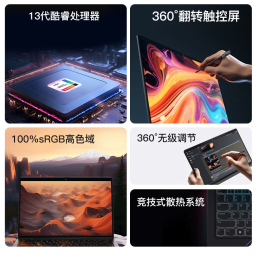 ThinkPad Lenovo S2 YOGA 2023 new model 13.3-inch flip-flopable folding touch screen Lenovo high-end thin and light notebook business office design book I7-1355U 16G memory 512G solid state official standard Flip touch screen stylus