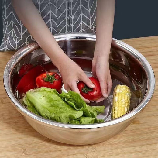 Stainless steel basin household commercial deepened bucket basin wash basin bath basin soup basin basin foot basin wash basin large basin stainless steel basin 40cm