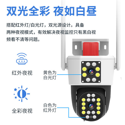 思特佳图5G无线摄像头家用360度无死角高清夜视监控wifi网络手机远程全彩室外防水云台全景旋转球机 【WiFi版】双摄1000万像素+5G双频 30天循环录像卡